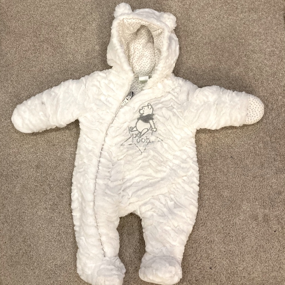 White, Disney Baby snow suit. Very soft. 3 months